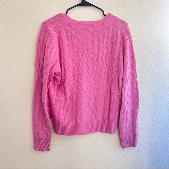 Cashmere pink sweater size L Saks Fifth Avenue pink button up cardigan - Picture 4 of 4